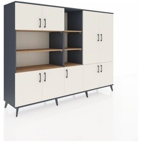 Resim Hyperion Dolap 14 Raflı 9 Kapaklı 220x44x163 Antrasit-aytaşı/çam Aytası/atlas Çam - Antrasıt 