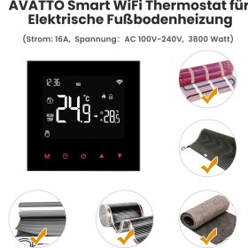 Resim Oxa Avatto Elektrikli Yerden Isıtma Için Akıllı Wifi Termostatı, Programlanabilir Oda Termostatı, Yerden Isıtma Sistemi, Alexa, Google Home Sesli Kontrol ve Smart Life Uygulamasıyla Uyumlu, 2.4 Gh-Wlan 