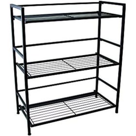 Resim Metal Ayakkabılık Kapı Önü Raf Dekoratif Ayakkabılık Siyah 