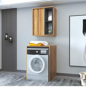 Resim Denko Matia 65 Cm Hazar Mdf Çamaşır Makinesi Banyo Dolabı Takımı Çok Renkli 