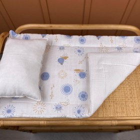 Resim İndirimli Ürün - Alt Açma Matı ve Yastık - Çift Taraflı - Mavi Güneş 