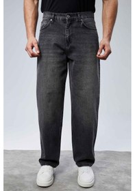 Resim Cedy Denim Cedy Denım Yüksek Kalite Erkek Yüksek Bel Baggy Skater Jean Koyu Gri 