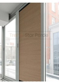 Resim Kahve Honeycomb Plise %100 Isı Ve Işık Geçirmez Katlanır Cam Balkon Perdesi - Salon Perdesi-004 Kahve 