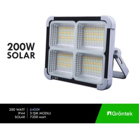 Resim Cata 200 WATT GÜNEŞ + USB ŞARJ EDİLEBİLİR SOLAR PROJEKTÖR 