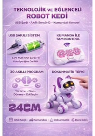 Resim Akıllı Robot Kedi Kumandalı 30 Programlı Şarjlı Dokunmatik Dans Eden İnteraktif Oyuncak 