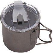 Resim Açık Hava Kamp Yürüyüşü İçin Katlanır Saplı Ve Kapaklı Açık 400ml Kamp Ti Su Bardağı Gümüş 
