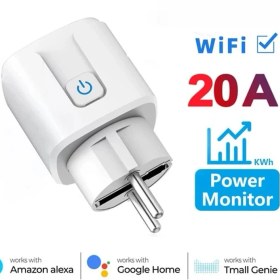 Resim Tuya Akıllı Priz 20 Amper Tüketim Izleme Zamanlama Fonksiyonu Ses Kontrolü Via Alexa Google 