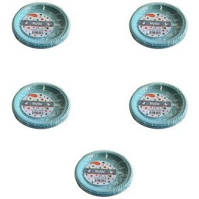 Resim Roll-up Kullan At Renkli Turkuaz Parti Davet Plastik Tabak - 22 Cm. - 25 Adetlik 5 Paket 