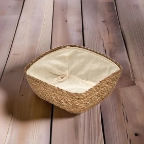 Resim Storemax El Yapımı Hasır Içi Bezli Kare Ekmeklik ve Dekoratif Kare Hasır Sepet, Hasır Içi Bezli Ekmek Sepeti Kare (20CM*20CM*8CM) 
