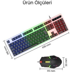 Resim Konyax Kablolu Işıklı Gaming Standart Türkçe Q Klavye Ve Mouse Seti 
