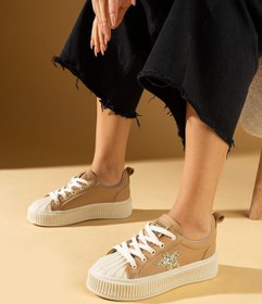 Resim WMİLANO Kadın Vizon Poli Rahat Taban Tarz Bağcıklı Sneaker Ayakkabı 