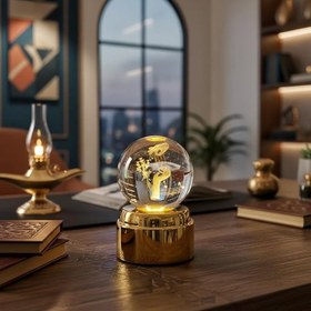 Resim Mobius Dönen Cam Küre Eller Kristal Serenat LED Gece Lambası, Işıklı Dekoratif Masaüstü Küre 12 cm 