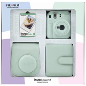 Resim Fujifilm Instax mini 12 Yeşil Fotoğraf Makinesi 10'lu Film Kare Albüm ve Deri Kılıf Bundle Box 