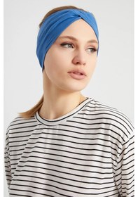 Resim Butik Çapraz Bağlamalı Kadın Bandana Saç Bandı, Kaymaz Yumuşak Esnek%100 Pamuklu Penye - Tek Ebat / Mor Mor 