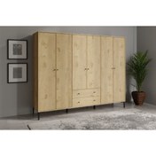 Resim VENATTO Focus 6 Kapılı,2 Çekmeceli,10 Raf Bölmeli Gardırop/ Dolap R: Meşe (%100MDF) 