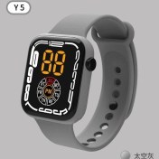 Resim Hanyang Gri Yeni Y5 Unisex Spor Dijital Saat Erkekler Kadınlar Için Kız Erkek Su Geçirmez Elektronik Saatler LED Hafta Ekran Moda Kol Saati (Yurt Dışından) 