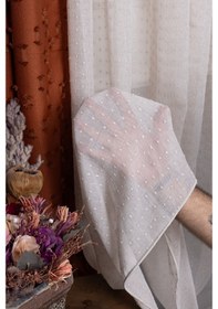 Resim Evrim Bej 1/2 Orta Pileli Ütü İstemez Kırışmaz Yeni Sezon Salon Oda Tül Perdesi Bej 