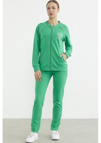 Resim Biye Detaylı Fermuarlı Eşofman Takım - Yeşil Yeşil 