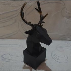 Resim Geometrik Geyik Başı Kitap Tutucu, Dekoratif, 23 cm Yükseklik, Siyah 