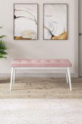 Resim Canisa Concept Arwen Serisi Bench, Gürgen Tam İsleket 1.sınıf Babyface Kumaş Pembe Bench Beyaz Ayak 