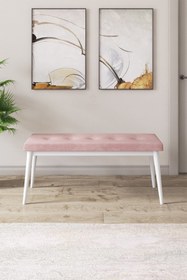Resim Canisa Concept Arwen Serisi Bench, Gürgen Tam İsleket 1.sınıf Babyface Kumaş Pembe Bench Beyaz Ayak 