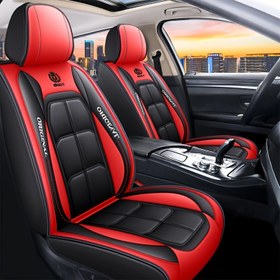 Resim 1 adet PU Deri Araba Koltuk Kılıfı - Kırmızı & Siyah Tasarım, Sedan veya SUV için Ön Koltuk Koruyucu, "Orijinal" Baskılı Dayanıklı Her Mevsim Yastık Matı, Sadece Elde Yıkama veya Kuru Temizleme, Araba Koltuk Koruma | Modern Koltuk Kılıfı | PU Deri Kılıf, Ön Araba Koltuk Kılıfları 