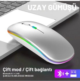 Resim Shopy Tech Çift Mod Kablosuz Mouse Bluetooth 5.2 + 2.4g Şarjlı Sessiz Tıklama Rgb Işıklı 500 Mah Gü Diğer 