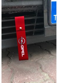 Resim Opel Logolu Torpido Üstü Kaydırmaz Ped & Tampon Çeki İpi - İkili Araç Aksesuar Set Siyah - Kırmızı 