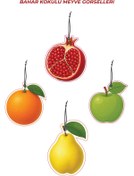 Resim Meröka 4 Adet Meyvelerin Masalsı Tasarımı Bahar Kokulu Oto Kokusu Araba Kokusu Torpido Aksesuarı 