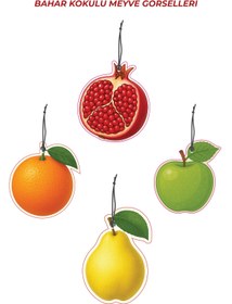 Resim Meröka 4 Adet Meyvelerin Masalsı Tasarımı Bahar Kokulu Oto Kokusu Araba Kokusu Torpido Aksesuarı 