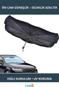 Resim Letsii Katlanabilir Güneş Koruyucu Araba Ön Cam Şemsiyesi 140x75 cm 