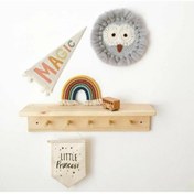 Resim Ahşap Dekoratif Askılı Raf Bebek Çocuk Odası Raf 60 cm 