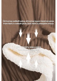 Resim Sherpa Tv Battaniye Tek Kişilik Çizgili Yumuşak Peluş Wellsoft Yatak Örtüsü Koyu Kahverengi 