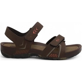 Resim 2145-9829 Tam Anatomik Bantlı Günlük Ve Deniz,havuz Gibi Islak Zeminler İçin Uyumlu Erkek Sandalet Kahverengi 