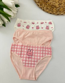 Resim Kız Çocuk Tavşan Desenli 3'lü Slip Külot Seti 