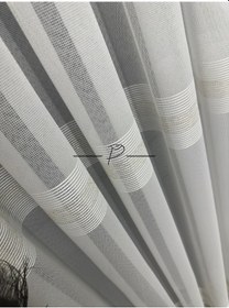 Resim Tül Perde Bantlı Şerit Anotella Desen Lüx Armür 3 Farklı Renk Seçeneği Ekru - Gold 