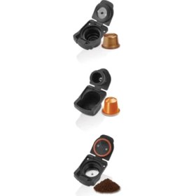 Resim Kiwi Kcm-7597 Multikapsül Kahve Makinesi Beyaz Nespresso / Tchibo / Toz Kahve ile Uyumlu 