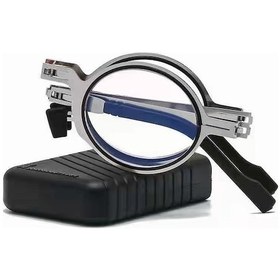 Resim Maiyame Erkekler İçin Katlanabilir Ultra Hafif Gözlük - Mavi Işık Engelleyici, Göz Yorgunluğu Önleyici, 200 Derece, Yuvarlak Çerçeve, Paketle Gri 