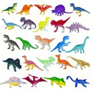 Resim 24 Adet Karışık Renkli Plastik Dinozor Figürleri - Çeşitli Prehistorik Hayvan Oyuncakları, Eğitim Oyun Seti, Bilim Öğrenimi, Bilişsel Gelişim, 3+ Yaş 