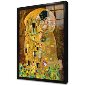 Resim Öpücük Çerçeveli Cam Tablo 