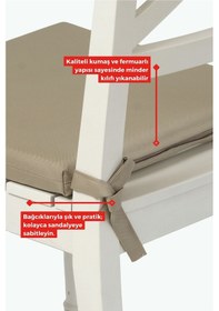 Resim 4'lı Sandalye Minderi Su İtici Kumaş 40x40 Cm Sünger Sandalye Minderi Bağcıklı Bej 
