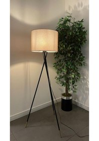 Resim Papel Siyah Tripot Ayaklı Dekoratif Salon Lambader Eskitme 