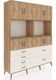 Resim Hyperion Gardrop 8 Raflı 6 Çekmeceli 8 Kapaklı 176x44x221 Çam-çam/aytaşı Çam/aytaşı 