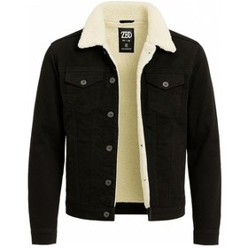 Resim Fabio Cassani Zbd Erkek Slim Fit Kürklü Kot Ceket - 7432 Siyah 