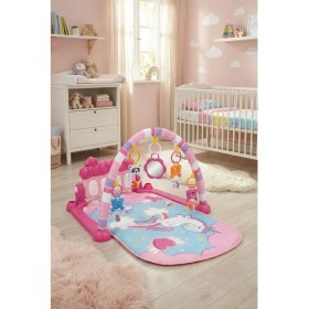 Resim Oyun Halısı Aynalı Çıngıraklı Işıklı Müzikli Pembe Unicorn Çocuk Gelişimine Yardımcı Bebek Halısı 