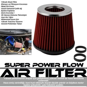 Resim Oscar Oto Filtre Açık Performans Hava Filtresi Aparatlı 65/70/76mm Kırmızı Osn-0856 