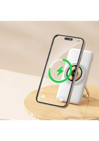 Resim Magsafe Manyetik Kablosuz Powerbank - Hızlı Şarj Taşınabilir Şarj Aleti, Lcd Göstergeli, 10.000 Mah Beyaz 