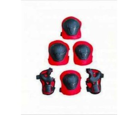 Resim Scooter Bisiklet Kaykay Paten Kask Dizlik Dirseklik Koruma Seti Kırmızı Yıldızlı 