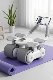 Resim Onetick 4 Tekerlekli Ab Roller Mekik Aleti - Telefon Tutuculu Karın Egzersiz Tekerleği | Ev Fitness Aleti 