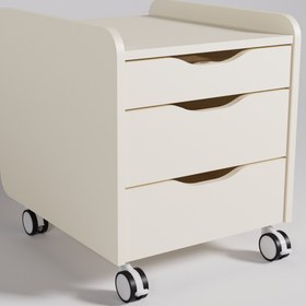 Resim Creo Mobili Sirius Çocuk Odası Kesonu, Tekerlekli ve Çekmeceli Komodin - Ekru (Mindersiz) 